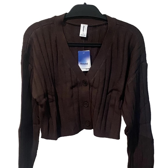 Abound-Long Sleeve Ribbed Cropped Cardigan-Women’s Size: 1X-Color: Brown-NEW!! - Picture 2 of 14